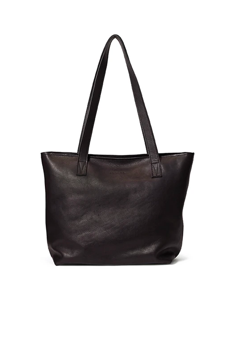 Milly Unlined Midi Leather Tote with Zip